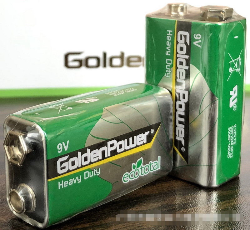 金力GoldenPower 9V碳性九伏电池 G6F22 6F22 2粒 S006P