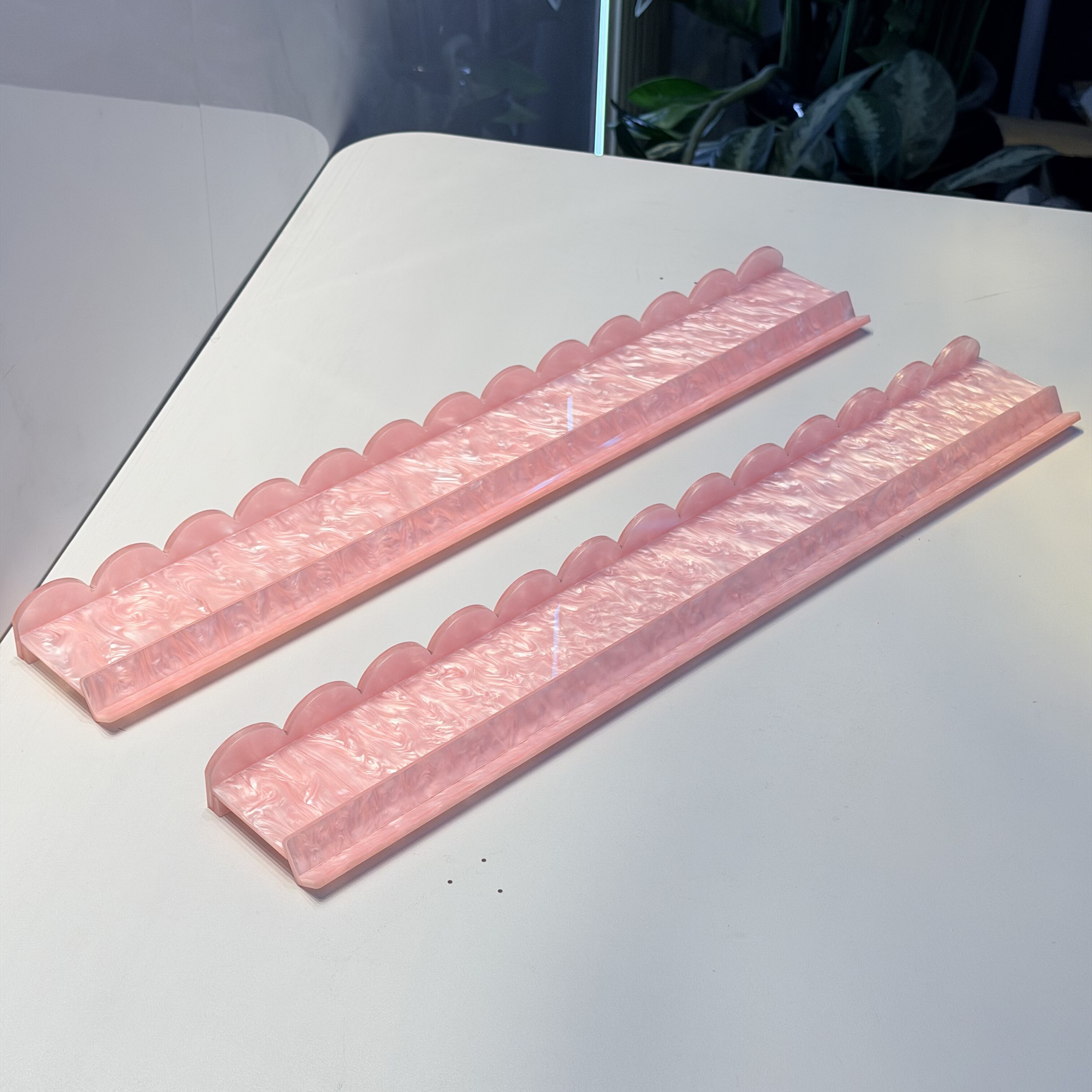 20寸粉色贝壳纹磁吸麻将理牌尺