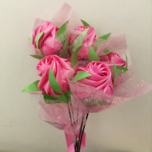 母亲节礼物纯手工彩带风铃永不凋谢的玫瑰花父亲节日定制颜色单支