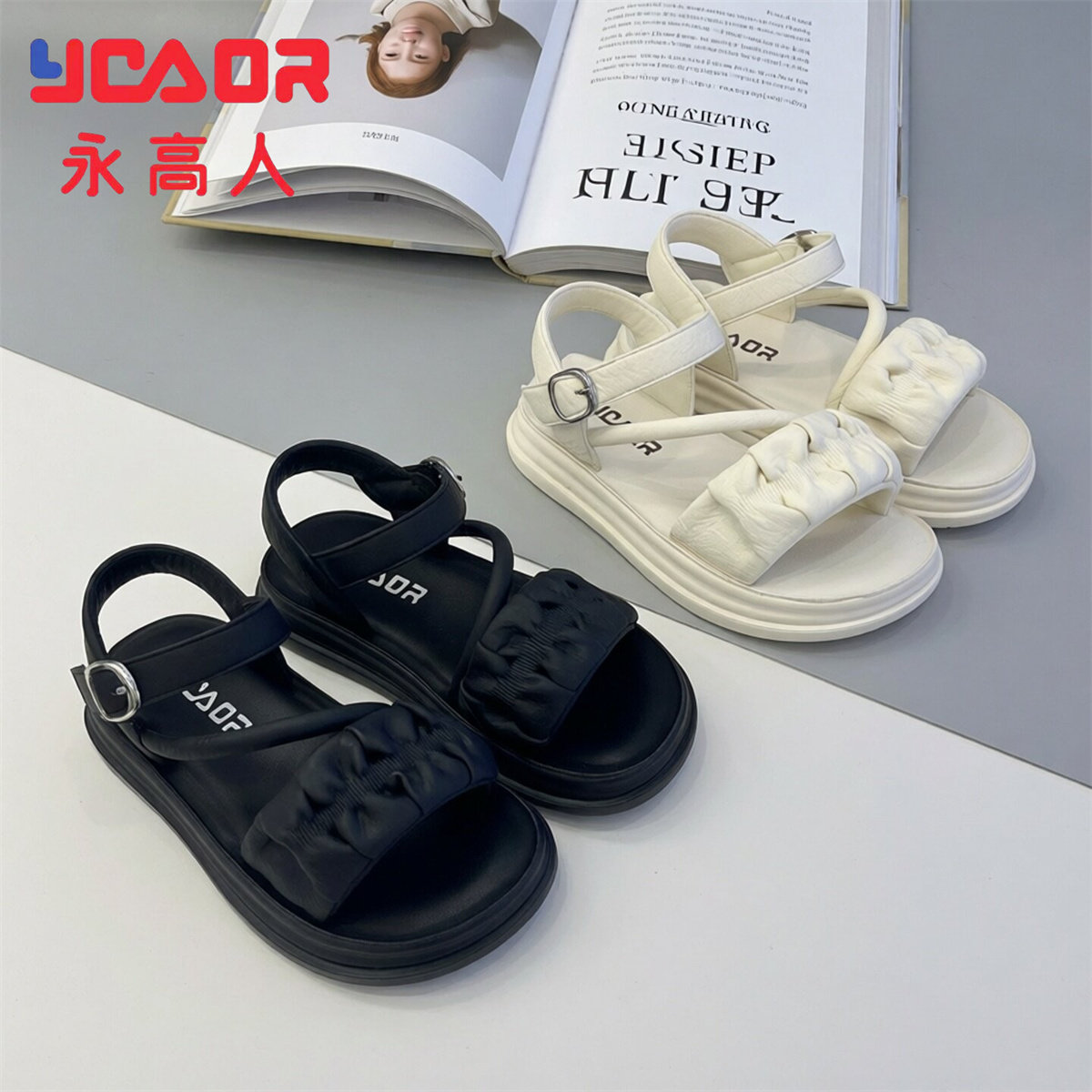 永高人童鞋2026夏季中大童26-40女童防滑软底轻百搭皮凉鞋X63P022
