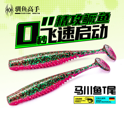 驯鱼高手马川鱼T尾软饵沉水路亚饵德州铅头钩假饵鳜鱼路亚软虫