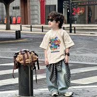 Boys' short-sleeved T-shirt, summer Zhongda children's clothing, casual printed Korean-style loose and versatile, pure cotton cool boys' top thumbnail 6