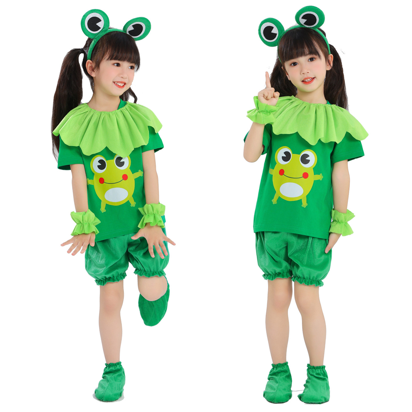 六一儿童青蛙动物演出服幼儿小蝌蚪找妈妈小跳蛙纯棉合唱表演服装