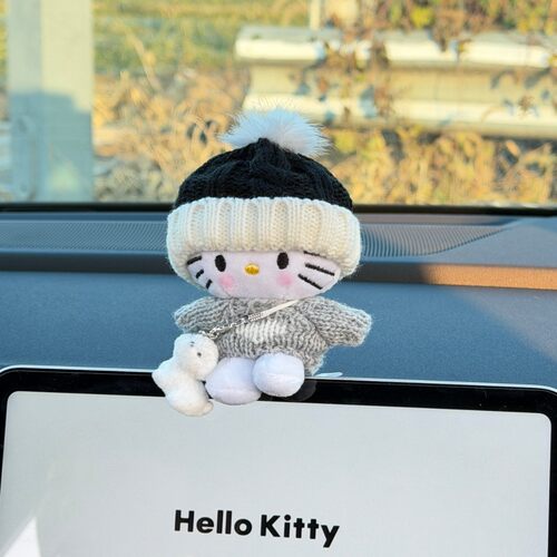 kitty汽车摆件卡通可爱毛绒公仔玩偶车载中控台屏幕仪表台装饰品