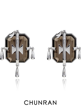 CHUNRAN荆棘系列&棕色宝石耳钉