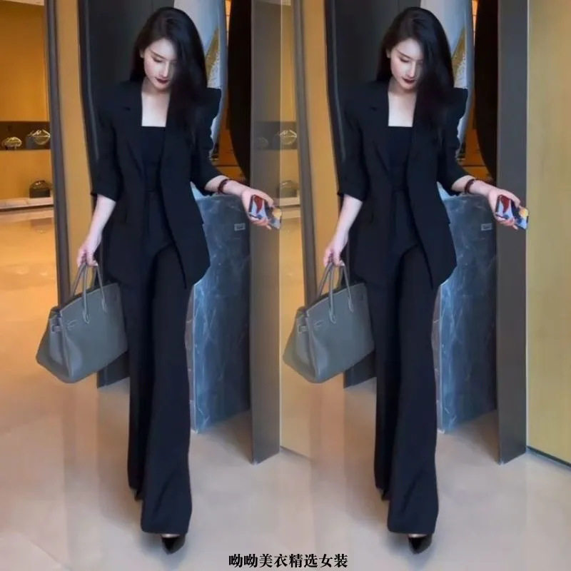 2026春季轻奢高端修身显瘦女春款名媛气质职业黑色西服西装套装潮