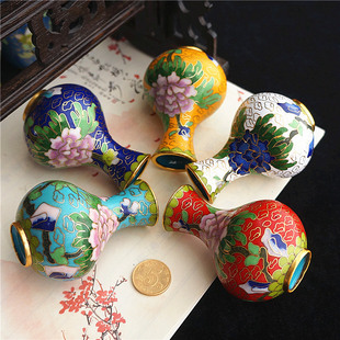 老北京景泰蓝小花瓶套五铜胎掐丝珐琅瓶摆件传统手工艺品装 饰花瓶