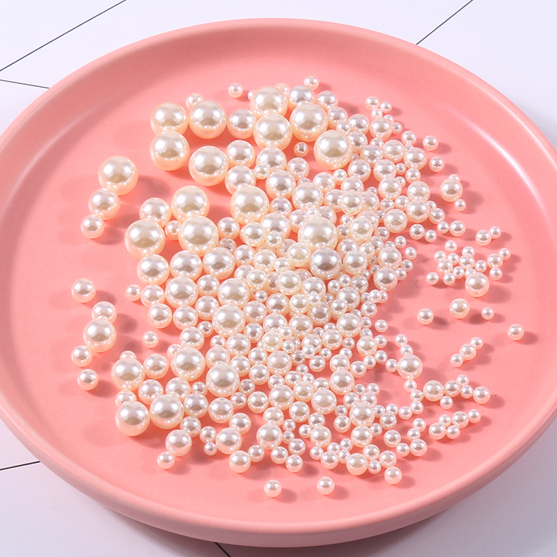 无孔立体圆abs仿珍珠diy散珠米白