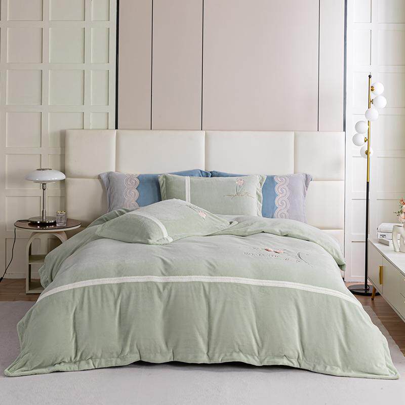 多喜爱牛奶绒四件套高档纯色双面加厚暖绒套件美眠康商场同款床品