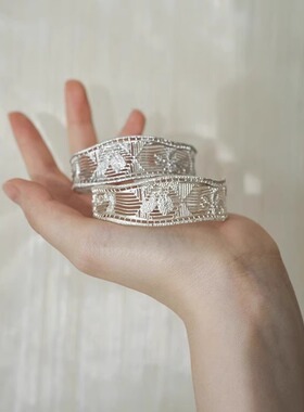 亚马逊跨境专供新中式栀子纤维开口手镯女2025年轻奢高级感手环