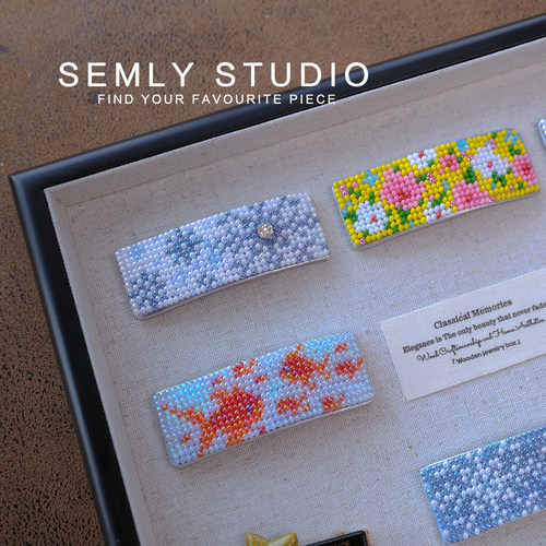 满珠绣雪花金鱼玫瑰发夹手工刺绣