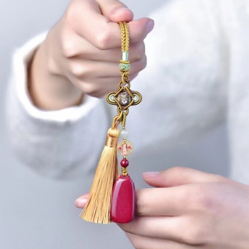 天然原矿朱砂车挂紫金砂平安无事牌包挂车挂纯手工编织钥匙扣,节庆用品/礼品,手机链,淘宝优惠券,粉丝福利购,淘宝优惠卷