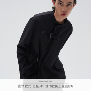 7440 37 1 AW 24 牛角扣小立领扇形门襟尼龙衬衣