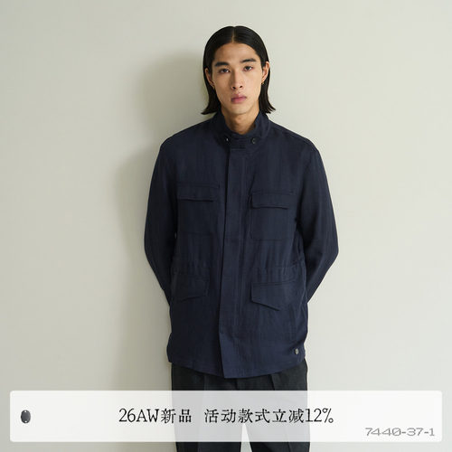 亚麻M65立领双扣四袋夹克外套