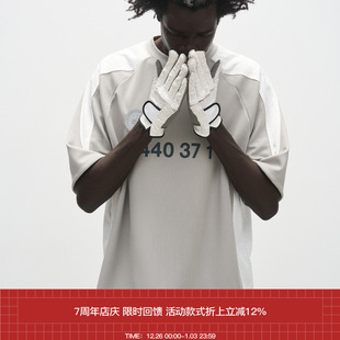 品牌Logo三角网眼拼接球衣印花徽章短袖 7440 SS24 T恤