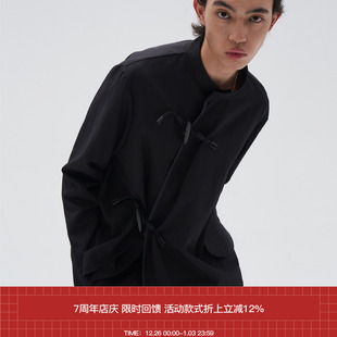 7440 牛角扣小立领扇形门襟尼龙衬衣