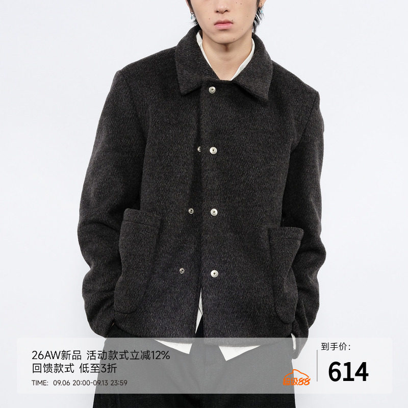 7440 37 1 超厚实羊毛呢大口袋短廓翻领夹克
