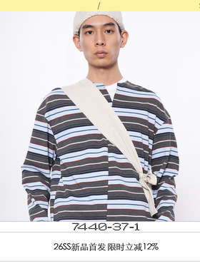 [夹心] 7440 37 1 SS26纯棉不对称冰淇凌条纹长袖T恤