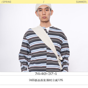 夹心 SS26纯棉不对称冰淇凌条纹长袖 7440 T恤