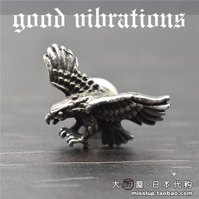日本代购Good vibrations 潮流日系男女s925银饰个性老鹰耳钉耳饰