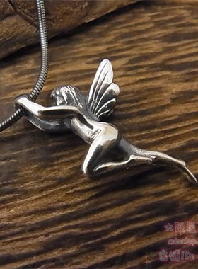 日本代购正品amp japan男女日系潮牌925银饰天使项坠个性银项链