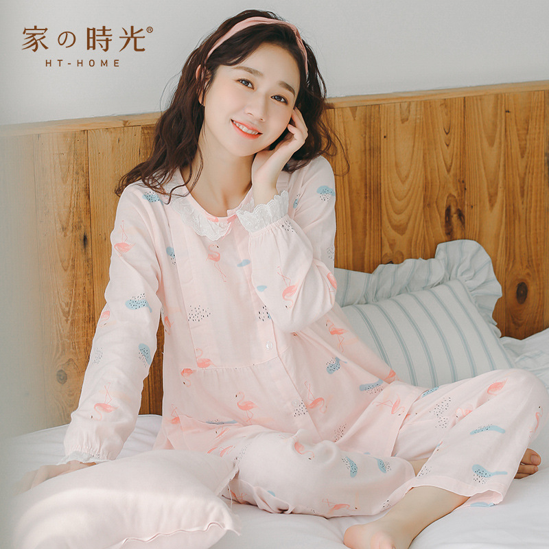 时光纯棉月子服产后孕妇睡衣夏季