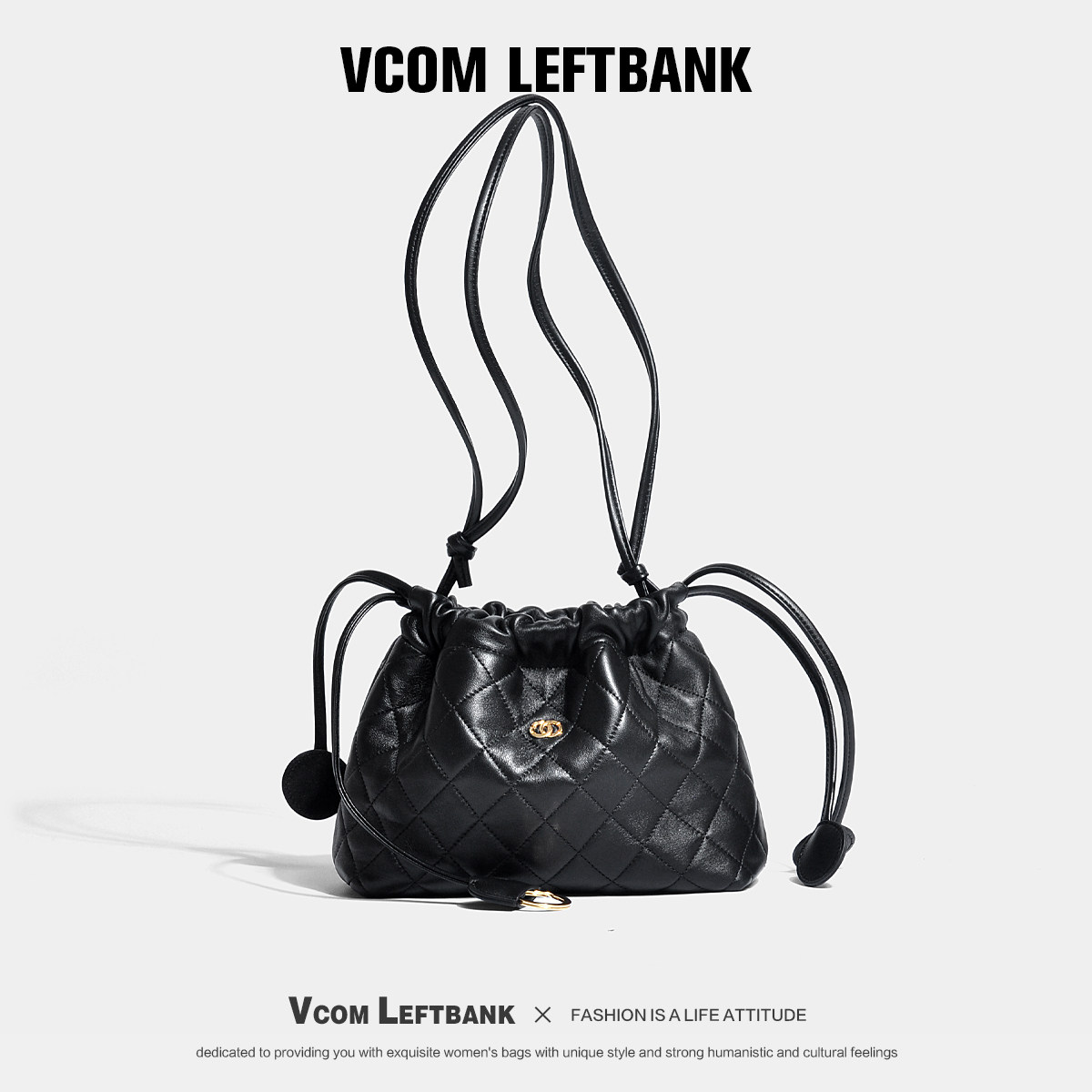 Vcom Leftbank包包女2026新款菱格福袋小香风通勤百搭单肩斜挎包