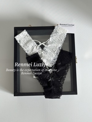 RenmeiLuziye【最后】性感法式蕾丝丁字裤镂空诱惑舒适高腰V交衩