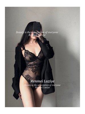 RenmeiLuziye【西西里】高级性感夏季镂空微透舒服蕾丝连体衣吊带