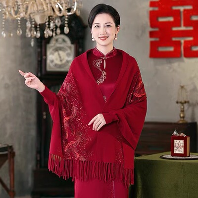 2025春秋款羊绒外套妈妈婚礼披肩