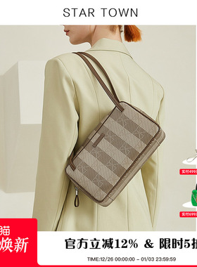 STARTOWN单肩包包女2024新款复古老花包时尚百搭法式腋下包包女