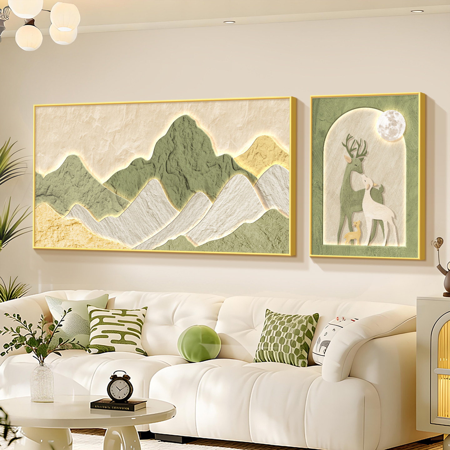 背靠有山客厅装饰画奶油风风景高级感沙发背景墙2026新款壁画挂画