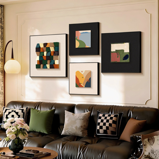 实木立体客厅高级感装饰画沙发背景墙餐厅大白墙高端大气极简挂画