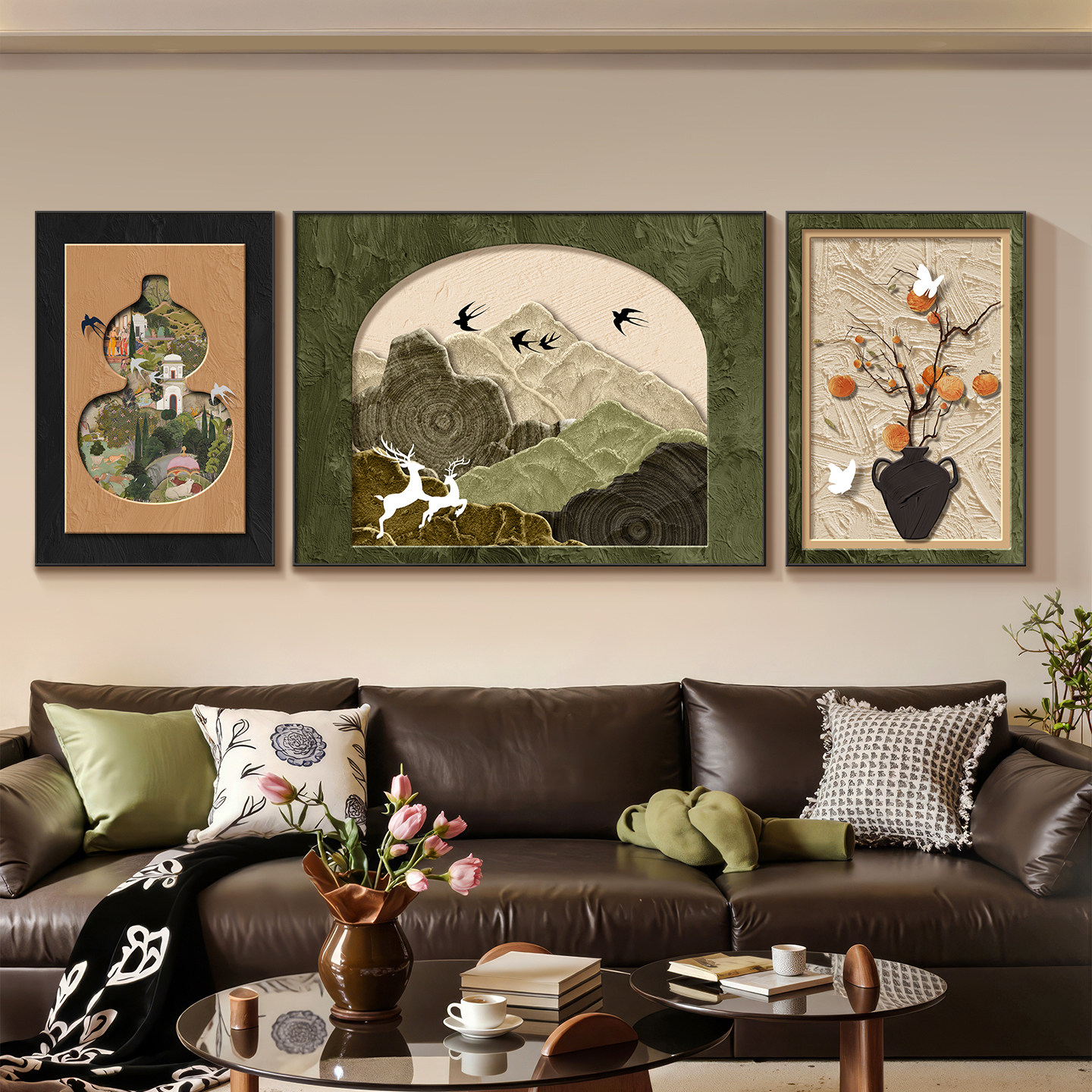 靠山挂画客厅轻奢高级感2025新款高档大气沙发墙背景装饰画壁画