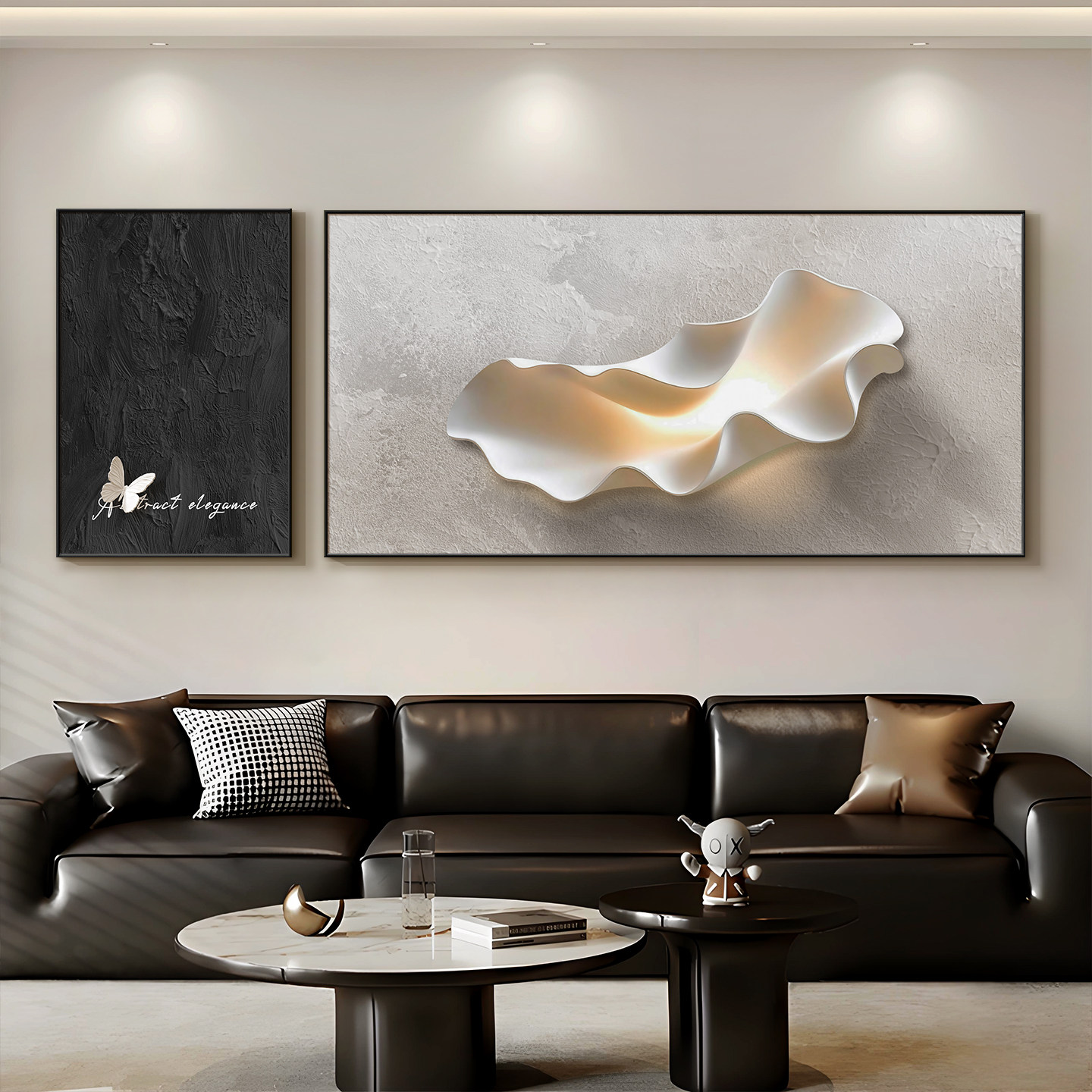 轻奢客厅装饰画抽象两联2026新款沙发背景墙挂画高级感餐厅壁画