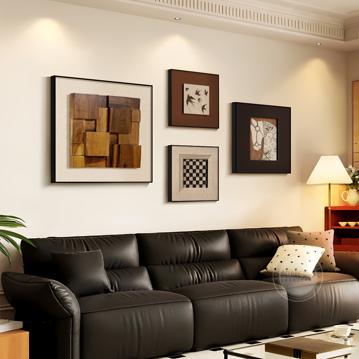 客厅沙发背景墙装饰画3d立体砂岩画实物画2026新款挂画中古风挂画