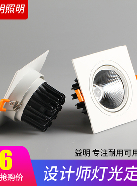 led筒灯长方形cob射灯单头双头家用网格吊顶斗胆灯格栅灯15x15x10