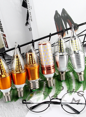 led蜡烛灯泡e14小螺口e27节能球泡5W7w9w12w尖泡拉尾水晶吊灯光源