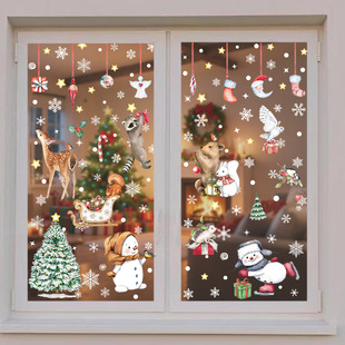 圣诞装饰窗贴手绘圣诞树圣诞节家庭派对办公室玻璃装饰窗贴