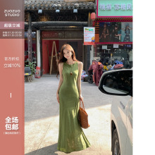 佐佐家小个子复古气质高级感无袖背心连衣裙夏季女收腰显瘦长裙子