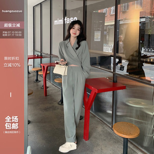 佐佐家小个子系带设计感短款休闲西装女初秋韩版高腰气质上衣外套