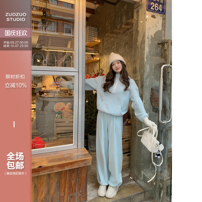 连帽加厚保暖卫衣套装