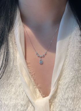 s925纯银甜美人鱼之泪水滴项链女精致高级感ins风超闪锆石锁骨链