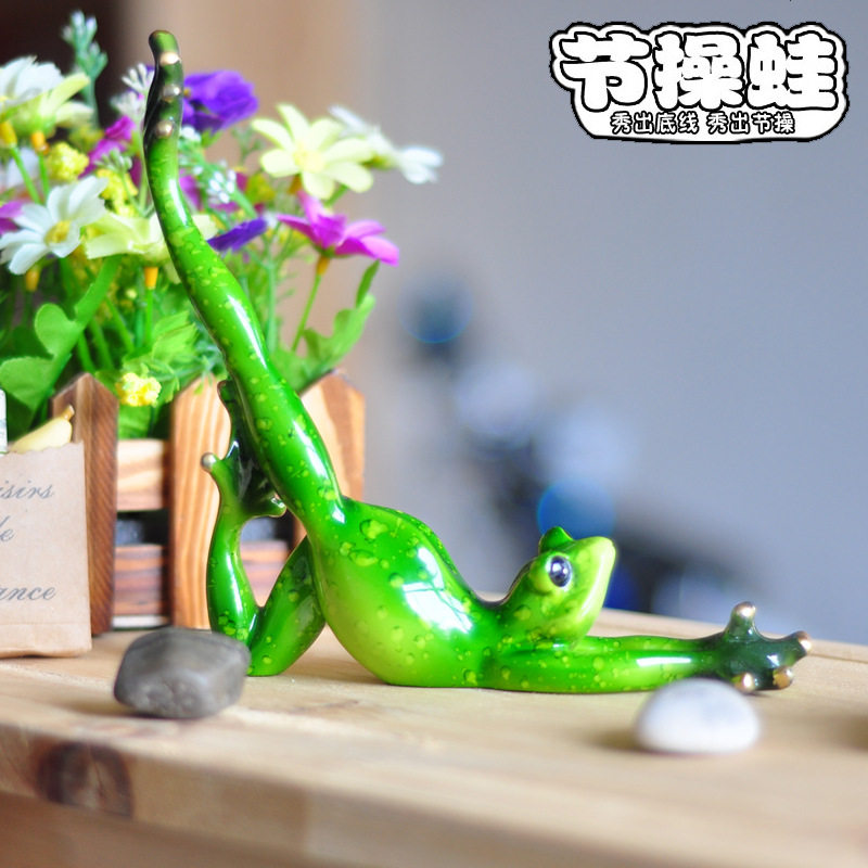淘宝货源代发招募分销树脂工艺品瑜伽馆主题节操蛙摆件礼品YX9078