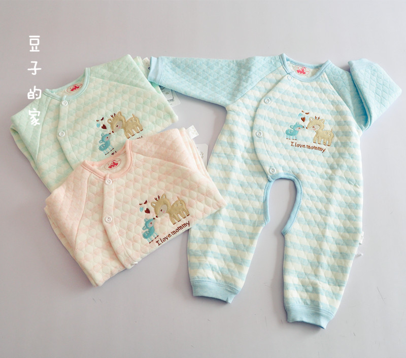 婴儿秋冬加厚保暖空气棉哈衣