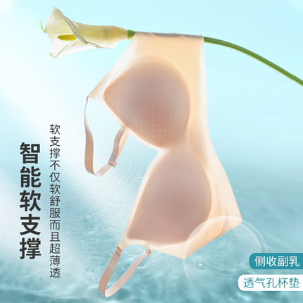 莎莲妮裸感透气轻薄软支撑文胸光面无痕舒适可拆卸胸垫果冻条胸罩