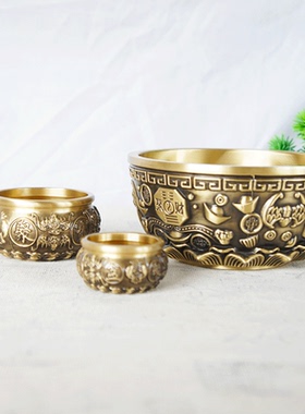 黄铜实心聚宝盆加厚加重摆件