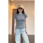 款 大码 纯色内搭经典 打底穿搭2025春夏新款 上衣 胖妹妹圆领T恤短袖