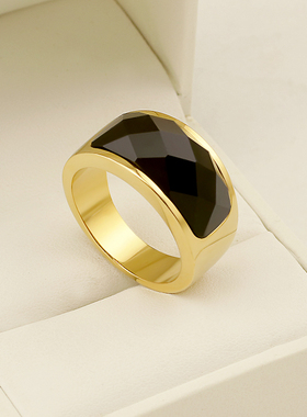 韩版镀金男士欧美风刻字钛钢戒指