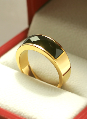 黑曜石钛钢戒指男个性潮人复古女